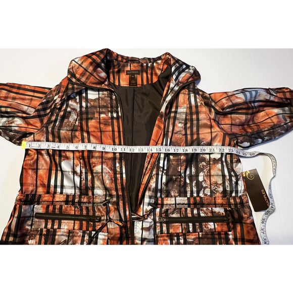 MULTIPLES Jacket 0X 14W Rolled Sleeved Zip Front Rain Orange Brown White NWT - Picture 10 of 12